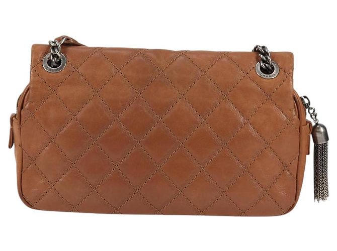 CHANEL Matelassé 25 Borsa a Spalla con Catena in Pelle Marrone Argento CC Autenticata 134215 - vista 4