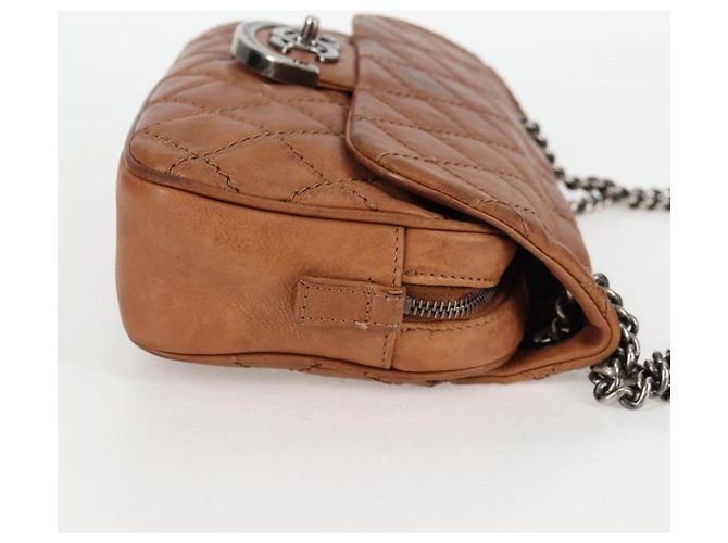 CHANEL Matelassé 25 Borsa a Spalla con Catena in Pelle Marrone Argento CC Autenticata 134215 - vista 6