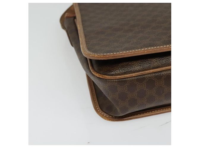 Céline Borsa a Spalla in Tela Macadam CELINE in Pelle PVC Marrone Oro Auth 136153 D'oro - vista 10
