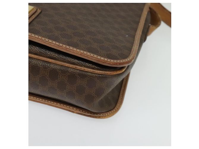 Céline Borsa a Spalla in Tela Macadam CELINE in Pelle PVC Marrone Oro Auth 136153 D'oro - vista 11