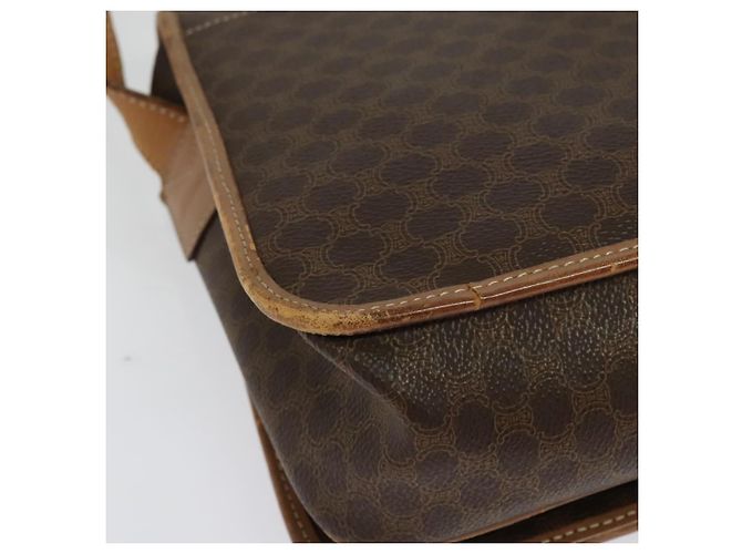 Céline Borsa a Spalla in Tela Macadam CELINE in Pelle PVC Marrone Oro Auth 136153 D'oro - vista 12