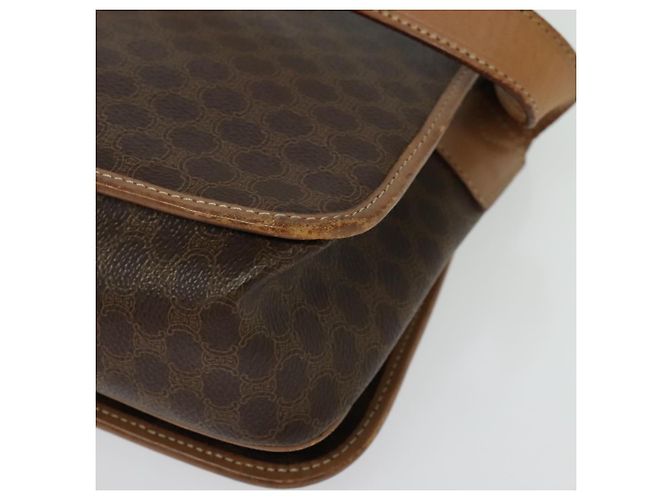 Céline Borsa a Spalla in Tela Macadam CELINE in Pelle PVC Marrone Oro Auth 136153 D'oro - vista 13