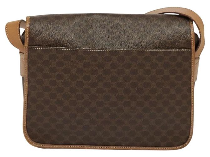 Céline Borsa a Spalla in Tela Macadam CELINE in Pelle PVC Marrone Oro Auth 136153 D'oro - vista 3