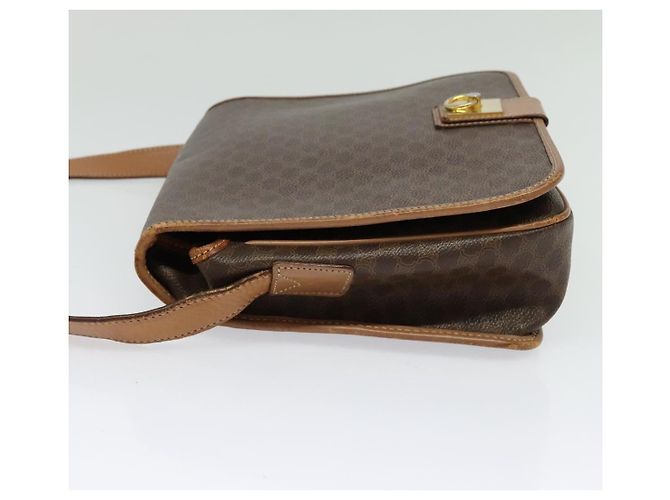 Céline Borsa a Spalla in Tela Macadam CELINE in Pelle PVC Marrone Oro Auth 136153 D'oro - vista 4