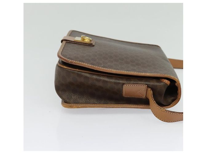Céline Borsa a Spalla in Tela Macadam CELINE in Pelle PVC Marrone Oro Auth 136153 D'oro - vista 5