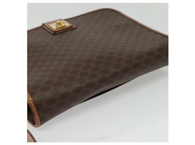 Céline Borsa a Spalla in Tela Macadam CELINE in Pelle PVC Marrone Oro Auth 136153 D'oro - vista 6