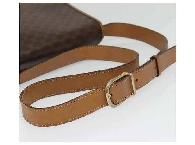Céline Borsa a Spalla in Tela Macadam CELINE in Pelle PVC Marrone Oro Auth 136153 D'oro - vista 7