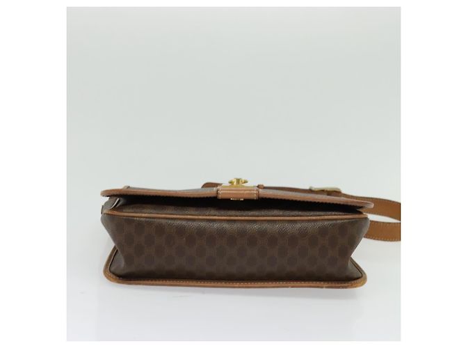 Céline Borsa a Spalla in Tela Macadam CELINE in Pelle PVC Marrone Oro Auth 136153 D'oro - vista 9