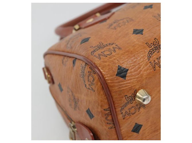 Sac Boston MCM Logogram Vicetos en cuir PVC marron et or Auth am8857 Doré - vue 11