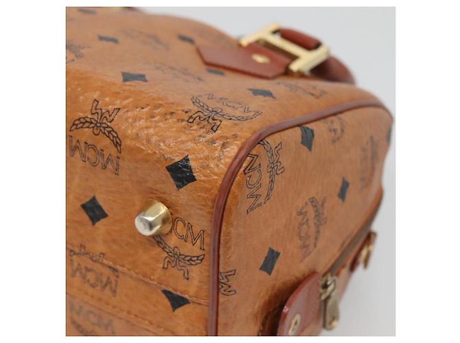 Sac Boston MCM Logogram Vicetos en cuir PVC marron et or Auth am8857 Doré - vue 12