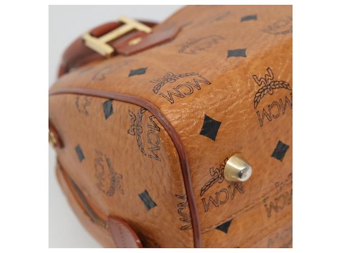 Sac Boston MCM Logogram Vicetos en cuir PVC marron et or Auth am8857 Doré - vue 13
