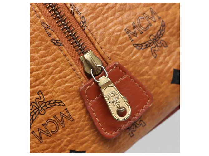 Sac Boston MCM Logogram Vicetos en cuir PVC marron et or Auth am8857 Doré - vue 15