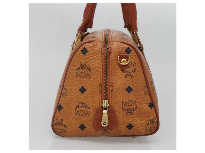 Sac Boston MCM Logogram Vicetos en cuir PVC marron et or Auth am8857 Doré - vue 4