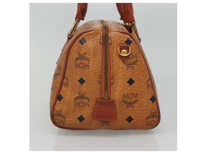 Sac Boston MCM Logogram Vicetos en cuir PVC marron et or Auth am8857 Doré - vue 5