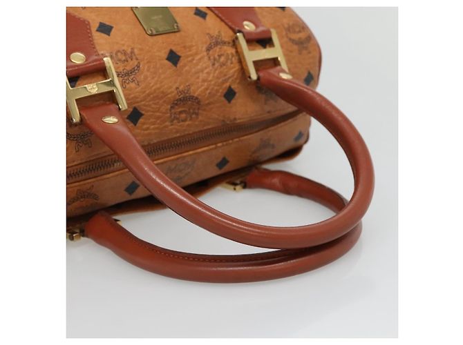 Sac Boston MCM Logogram Vicetos en cuir PVC marron et or Auth am8857 Doré - vue 7