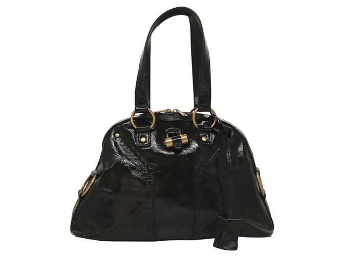 Borsa a Spalla Muse SAINT LAURENT Smalto Nero Oro Auth sw1147 D'oro - vista 2