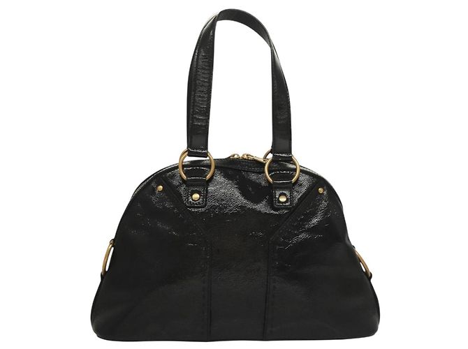 Borsa a Spalla Muse SAINT LAURENT Smalto Nero Oro Auth sw1147 D'oro - vista 3