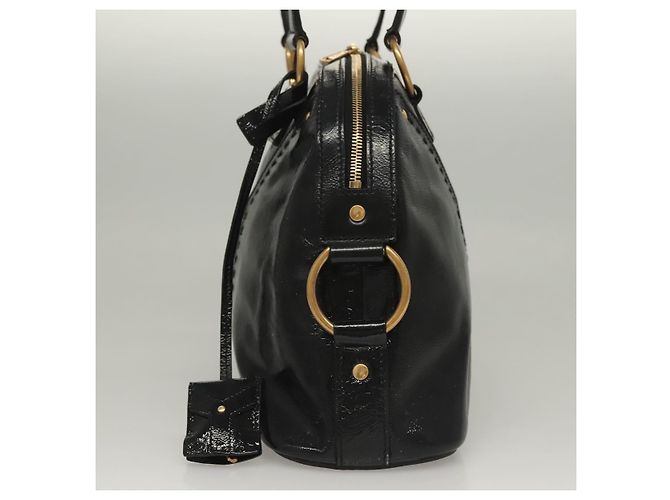 Borsa a Spalla Muse SAINT LAURENT Smalto Nero Oro Auth sw1147 D'oro - vista 4