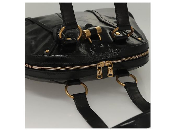 Borsa a Spalla Muse SAINT LAURENT Smalto Nero Oro Auth sw1147 D'oro - vista 6