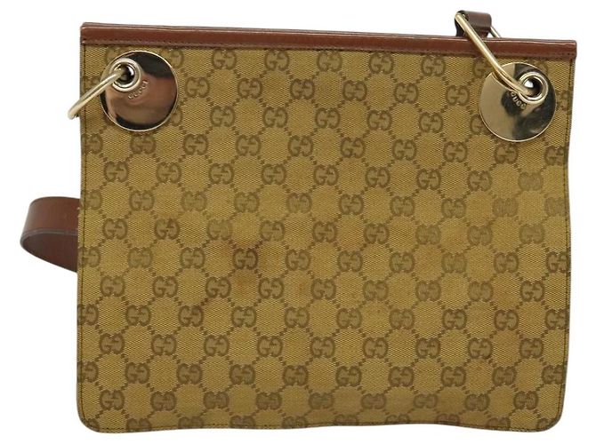 Borsa a Spalla GG Canvas Gucci Beige Oro Auth ep9963 D'oro - vista 2