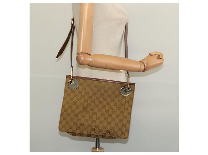 Borsa a Spalla GG Canvas Gucci Beige Oro Auth ep9963 D'oro - vista 20