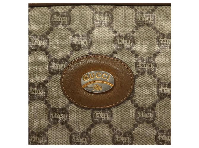 GUCCI GG Plus Supreme Clutch Bag PVC Beige Oro Auth sw1322 D'oro - vista 14
