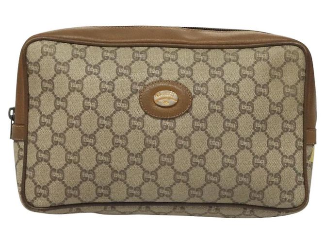 GUCCI GG Plus Supreme Clutch Bag PVC Beige Oro Auth sw1322 D'oro - vista 2