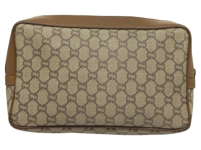 GUCCI GG Plus Supreme Clutch Bag PVC Beige Oro Auth sw1322 D'oro - vista 3