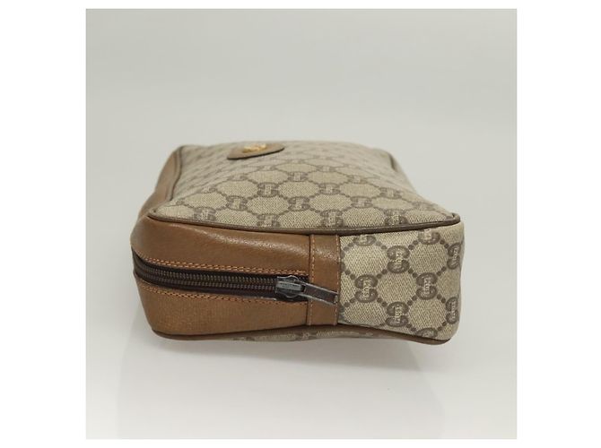 GUCCI GG Plus Supreme Clutch Bag PVC Beige Oro Auth sw1322 D'oro - vista 6
