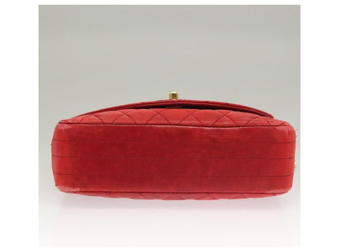 CHANEL Borsa a Spalla Matelassé in Pelle di Agnello Rossa Oro CC Auth 136059 Rosso D'oro - vista 10