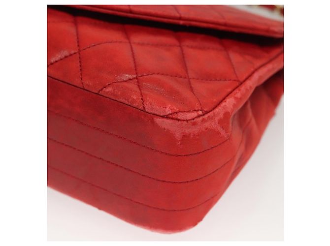 CHANEL Borsa a Spalla Matelassé in Pelle di Agnello Rossa Oro CC Auth 136059 Rosso D'oro - vista 12