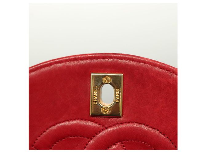 CHANEL Borsa a Spalla Matelassé in Pelle di Agnello Rossa Oro CC Auth 136059 Rosso D'oro - vista 19