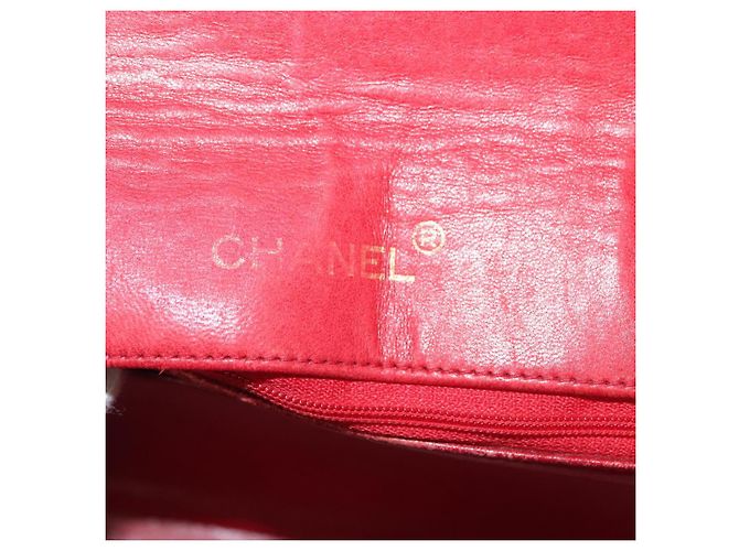 CHANEL Borsa a Spalla Matelassé in Pelle di Agnello Rossa Oro CC Auth 136059 Rosso D'oro - vista 20