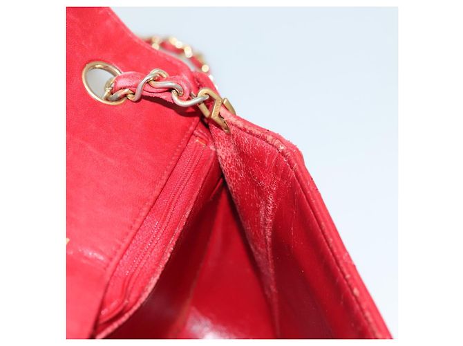 CHANEL Borsa a Spalla Matelassé in Pelle di Agnello Rossa Oro CC Auth 136059 Rosso D'oro - vista 22