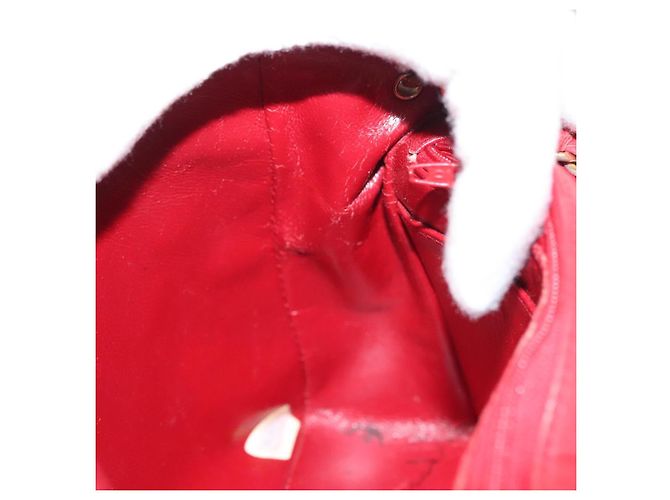 CHANEL Borsa a Spalla Matelassé in Pelle di Agnello Rossa Oro CC Auth 136059 Rosso D'oro - vista 23