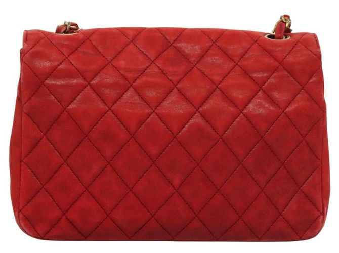 CHANEL Borsa a Spalla Matelassé in Pelle di Agnello Rossa Oro CC Auth 136059 Rosso D'oro - vista 3