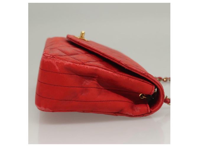 CHANEL Borsa a Spalla Matelassé in Pelle di Agnello Rossa Oro CC Auth 136059 Rosso D'oro - vista 4