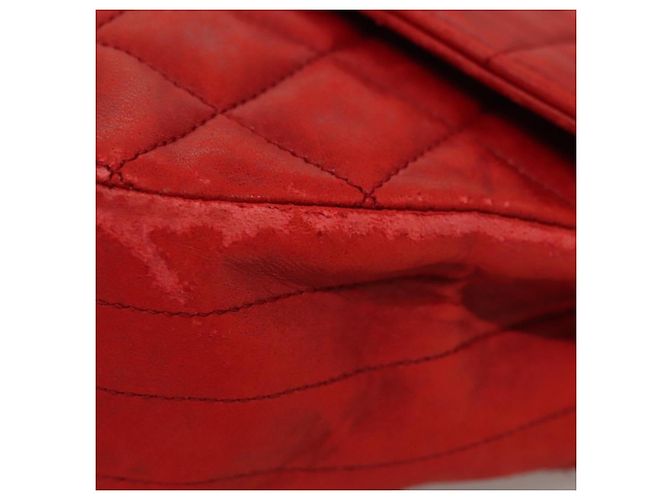 CHANEL Borsa a Spalla Matelassé in Pelle di Agnello Rossa Oro CC Auth 136059 Rosso D'oro - vista 5