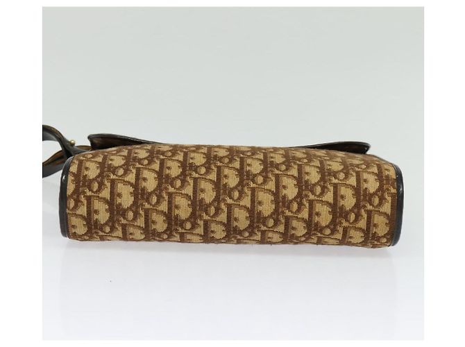 Christian Dior Trotter Canvas Shoulder Bag Brown Gold Auth 135940 Golden - view 10