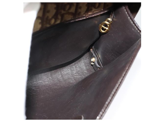 Christian Dior Trotter Canvas Shoulder Bag Brown Gold Auth 135940 Golden - view 18