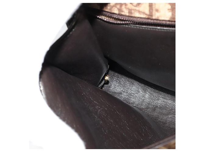 Christian Dior Trotter Canvas Shoulder Bag Brown Gold Auth 135940 Golden - view 19