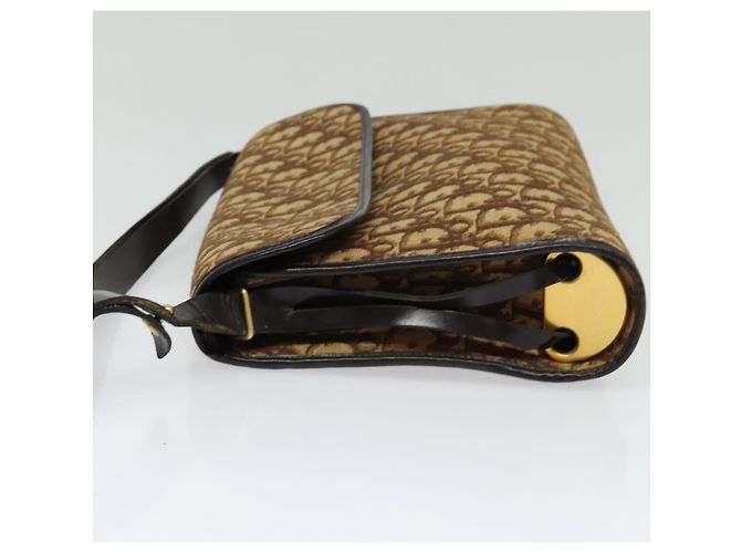 Christian Dior Trotter Canvas Shoulder Bag Brown Gold Auth 135940 Golden - view 4
