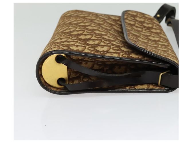 Christian Dior Trotter Canvas Shoulder Bag Brown Gold Auth 135940 Golden - view 5