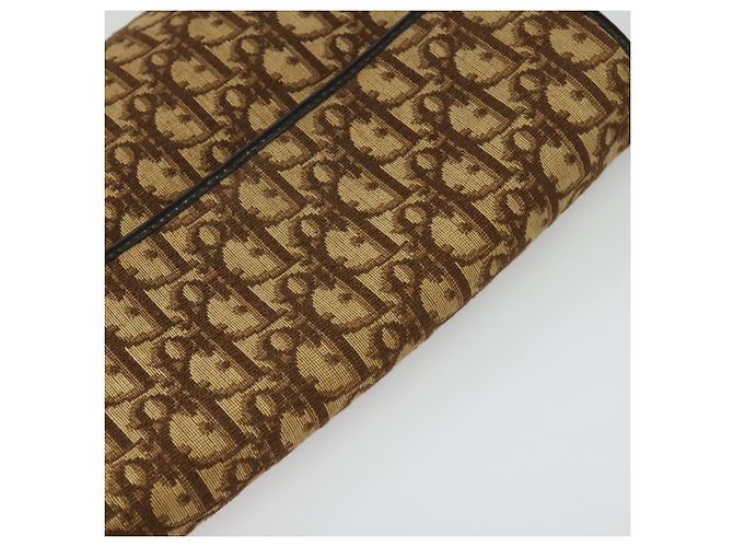 Christian Dior Trotter Canvas Shoulder Bag Brown Gold Auth 135940 Golden - view 6