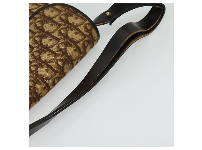 Christian Dior Trotter Canvas Shoulder Bag Brown Gold Auth 135940 Golden - view 7