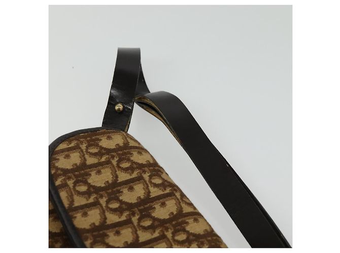 Christian Dior Trotter Canvas Shoulder Bag Brown Gold Auth 135940 Golden - view 8