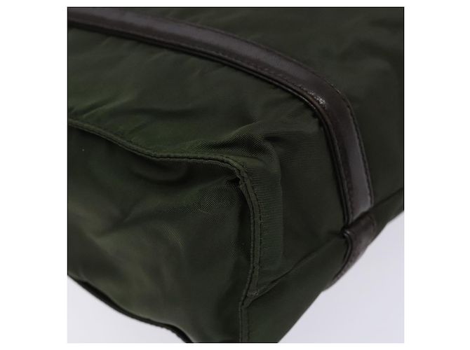 PRADA Schultertasche Nylon Leder Khaki Silber Authentisch bs28226 - Ansicht 14