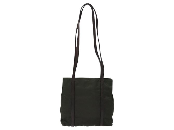 PRADA Schultertasche Nylon Leder Khaki Silber Authentisch bs28226 - Ansicht 2