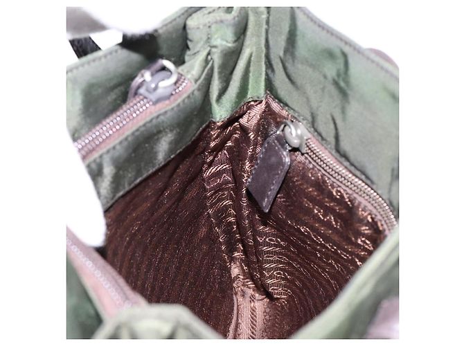 PRADA Schultertasche Nylon Leder Khaki Silber Authentisch bs28226 - Ansicht 20