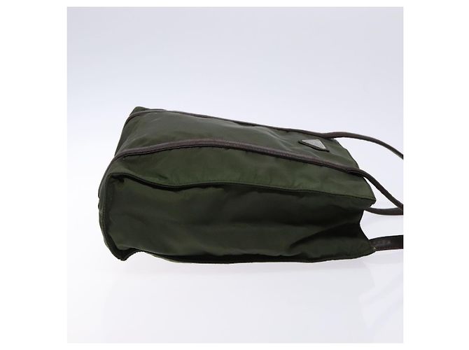 PRADA Schultertasche Nylon Leder Khaki Silber Authentisch bs28226 - Ansicht 3